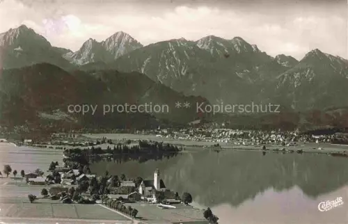 AK / Ansichtskarte Waltenhofen Schwangau mit Forggensee Fuessen und Tiroler Bergen