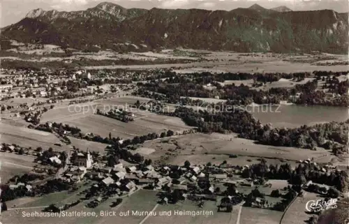 AK / Ansichtskarte Seehausen Staffelsee Bayern Blick auf Murnau und Heimgarten Fliegeraufnahme