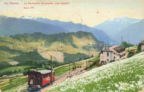 AK / Ansichtskarte Les Pleiades Chatel-St-Denis VD Le funiculaire et Pension Les Sapins Alpes
