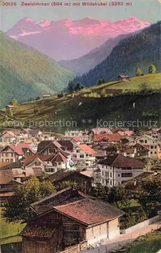 AK / Ansichtskarte Zweisimmen BE Panorama Blick gegen Wildstrubel Berner Alpen