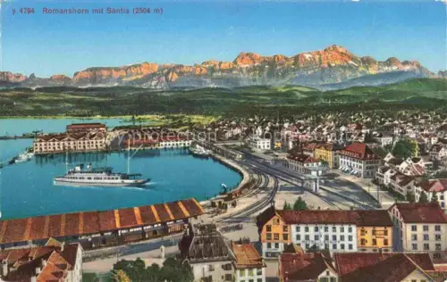 AK / Ansichtskarte ROMANSHORN Bodensee TG Panorama Blick gegen Saentisgruppe Appenzeller Alpen