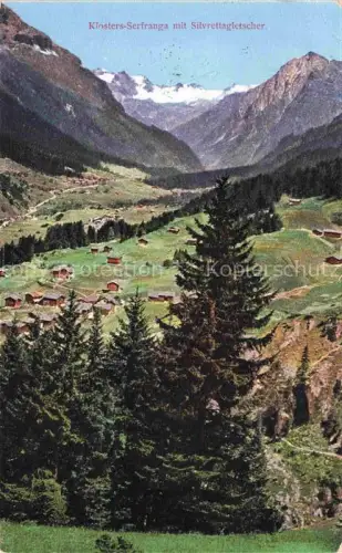 AK / Ansichtskarte Serfranga Klosters-Serneus GR Panorama Blick gegen Silvrettagletscher
