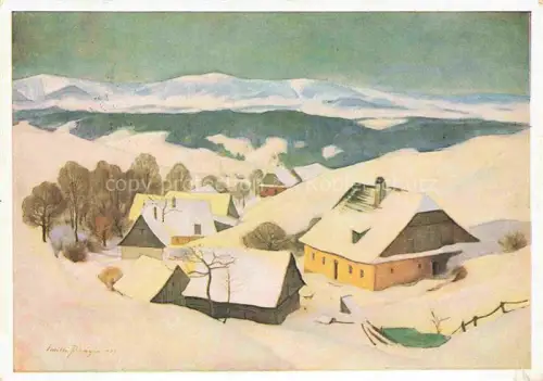 AK / Ansichtskarte PAUPIE Willi Kuenstlerkarte Dorf im Altvatergebirge 