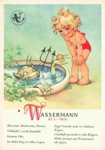 AK / Ansichtskarte Sternzeichen Zodiac Sign Signe Zodiaque Wassermann Humor