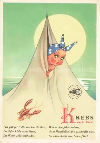 AK / Ansichtskarte Sternzeichen Zodiac Sign Signe Zodiaque Krebs Humor Zelt