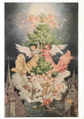 AK / Ansichtskarte RICHTER Ludwig (1803-1884) Kuenstlerkarte Weihnachten Engel Christnacht Litho