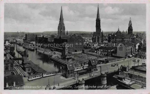 AK / Ansichtskarte DUISBURG  Ruhrort Schwanentor mit Liebfrauenkirche Salvatorkirche und Rathaus
