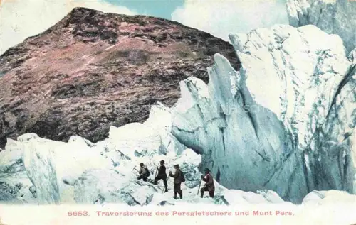 AK / Ansichtskarte Pontresina GR Traversierung des Persgletschers und Munt Pers Bergsteiger