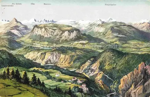 AK / Ansichtskarte Versam Surselva GR Panoramakarte aus der Vogelperspektive Vorder-Rheintal und Flims Alpenpanorama