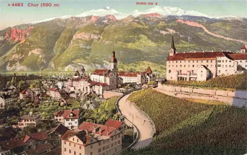 AK / Ansichtskarte CHUR Coire GR Teilansicht Kirche Schloss Alpen