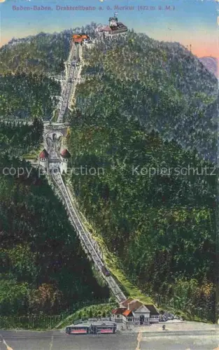 AK / Ansichtskarte BADEN-BADEN Drahtseilbahn auf den Merkur Feldpost