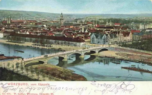 AK / Ansichtskarte WueRZBURG Bayern Stadtpanorama Mainbruecke Ansicht vom Kaeppele aus