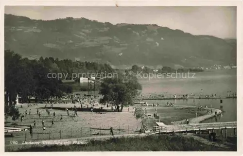 AK / Ansichtskarte LINDAU  Bodensee Bayern Strandbad mit Blick zum Pfaender