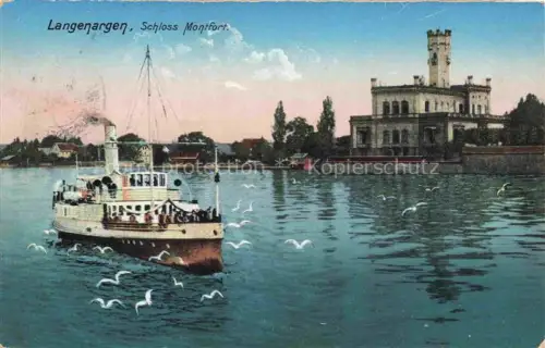 AK / Ansichtskarte Langenargen Bodensee Dampfer Schloss Montfort