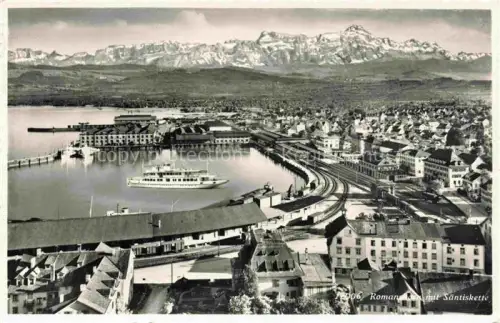 AK / Ansichtskarte ROMANSHORN Bodensee TG Panorama Blick gegen Saentiskette Appenzeller Alpen