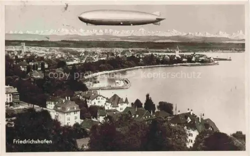 AK / Ansichtskarte FRIEDRICHSHAFEN Bodensee Panorama Zeppelin Schweizer Alpen