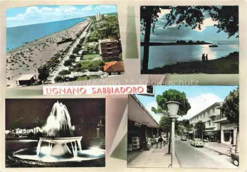 AK / Ansichtskarte LIGNANO  Sabbiadoro Veneto IT Strandpanorama Leuchtbrunnen Strassenpartie