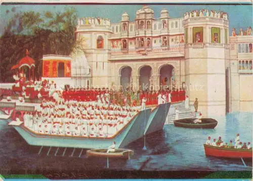 AK / Ansichtskarte Udaipur Tripura Rajasthan India Boat Procession Painting