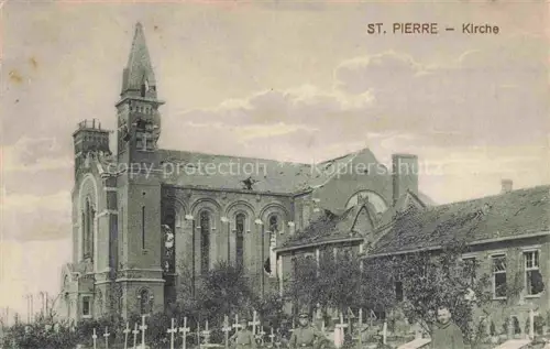 AK / Ansichtskarte St-Pierre-les-LENS 62 Pas-de-Calais Kirche Friedhof Eglise Ruines Grande Guerre Truemmer 1. Weltkrieg