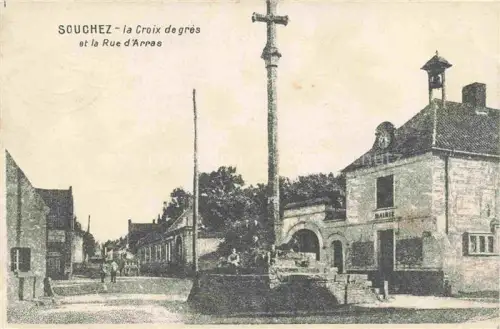 AK / Ansichtskarte Souchez ARRAS 62 Pas-de-Calais La Croix de grès et Rue d'Arras