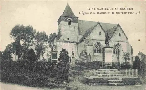 AK / Ansichtskarte Saint-Martin-d Hardinghem Saint-Omer 62 Pas-de-Calais Eglise et Monument du Souvenir 1914-1918