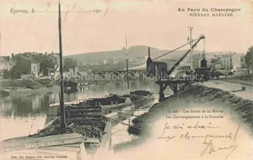 AK / Ansichtskarte EPERNAY 51 Marne Les bords de la Marne les Déchargements à la Sucrerie