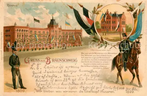 AK / Ansichtskarte 017 Regiment HR 017 Husaren Braunschweig Litho Kaserne