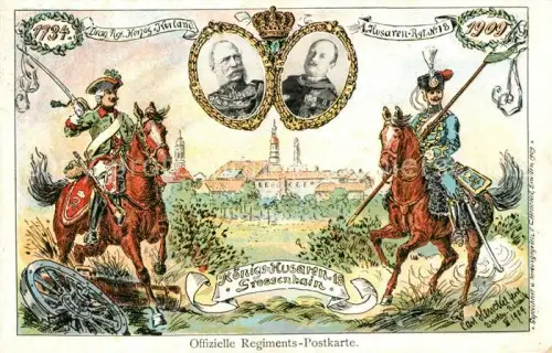 AK / Ansichtskarte 018 Regiment HsR 018 Husaren Koenig Albert Grossenhain Sachsen Litho Offizielle Regimentskarte