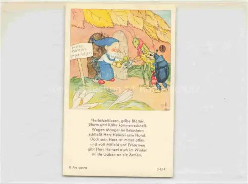 AK / Ansichtskarte IBM BOHATTA-MORPURGO Ida (1900-1992) Kuenstlerkarte Zwerge Kaefer Heuschrecken Ars Sacra