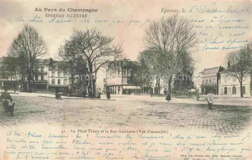 AK / Ansichtskarte EPERNAY 51 Marne Place Thiers et Rue Gambetta vue d'ensemble