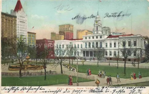 AK / Ansichtskarte NEW YORK City USA City Hall Illustration