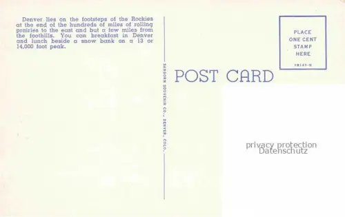 AK / Ansichtskarte Denver Colorado The Mile High City Buildings Schriftzug