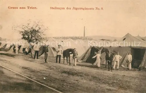 AK / Ansichtskarte 008 Regiment JaegRzPf 008 Jaeger zu Pferde Trier Stallungen im uebungsgelaende