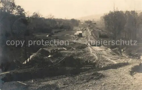 AK / Ansichtskarte Feldbahn Kleinbahn Militaria WK1 Belgien Eisenbahnbau-Kompagnie Streckenfoto