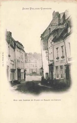 AK / Ansichtskarte Saint-Pol -sur-Ternoise 62 Pas-de-Calais Rue des Carmes et Place du Palais de Justice