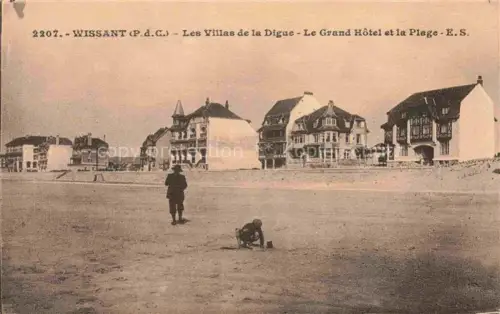 AK / Ansichtskarte Wissant Boulogne-sur-Mer 62 Pas de Calais Les villas de la digue Grand Hôtel et la plage