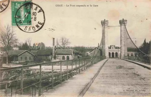 AK / Ansichtskarte Gray  Vesoul 70 Haute Saone Le pont suspendu et la gare