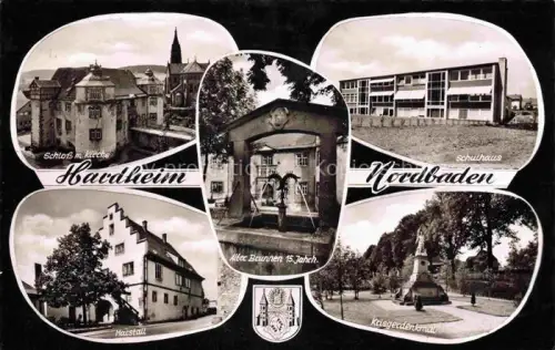 AK / Ansichtskarte Hardheim Nordbaden Odenwald BW Schloss Kirche Schulhaus Marstall Alter Brunnen 15. Jhdt. Kriegerdenkmal