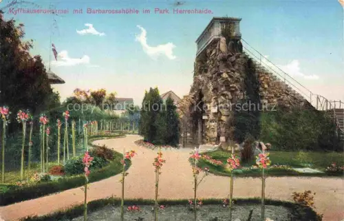 AK / Ansichtskarte Kyffhaeuserdenkmal mit Barbarossahoehle im Park Herrenhaide
