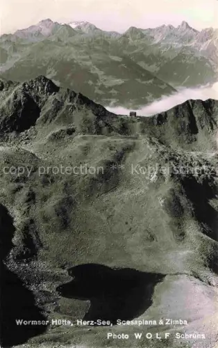 AK / Ansichtskarte Wormserhuette 2350m Kuehtal Montafon AT Herz See Scesaplana und Zimba