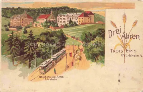 AK / Ansichtskarte Trois-Epis Drei-aehren 68 Haut-Rhin Panorama mit Bergbahn Drei-aehren Kuenstlerkarte