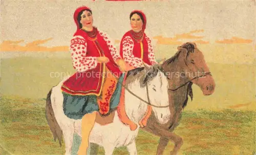 AK / Ansichtskarte Wilna VILNIUS Wilno Lithuania Ausritt Pferde Kuenstlerkarte