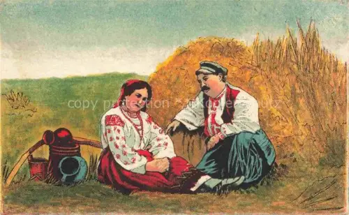 AK / Ansichtskarte Wilna VILNIUS Wilno Lithuania Junges Paar Trachten Kuenstlerkarte