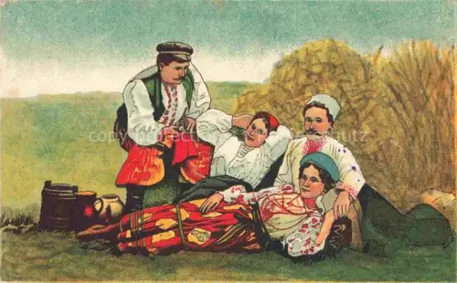 AK / Ansichtskarte Wilna VILNIUS Wilno Lithuania Gruppenbild Trachten Kuenstlerkarte