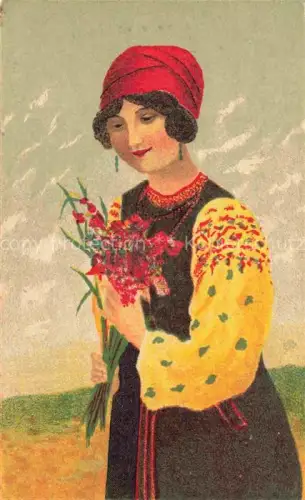 AK / Ansichtskarte Wilna VILNIUS Wilno Lithuania Junge Dame Trachten Kuenstlerkarte