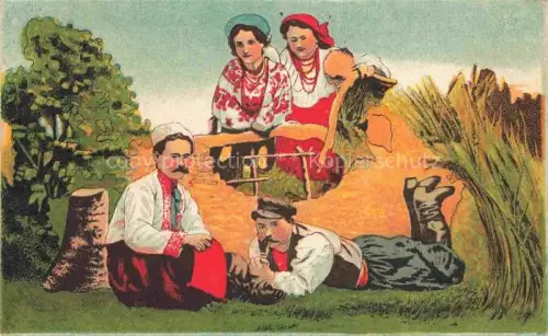 AK / Ansichtskarte Wilna VILNIUS Wilno Lithuania Gruppenbild Trachten Kuenstlerkarte