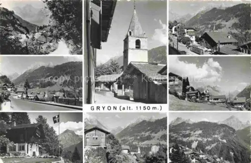 AK / Ansichtskarte Gryon AIGLE VD Teilansichten Ortsmotiv mit Kirche Alpenpanorama