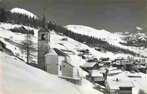 AK / Ansichtskarte Chandolin Sierre VS Winterpanorama Ortsmotiv mit Kirche Illhorn Bella Tola Alpen