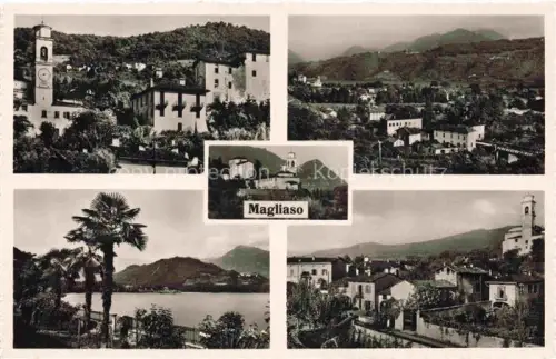 AK / Ansichtskarte Magliaso Lugano TI Panorama Motiv mit Kirche Luganersee