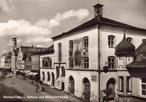 AK / Ansichtskarte Murnau Staffelsee Bayern Rathaus Maria-Hilf-Kirche